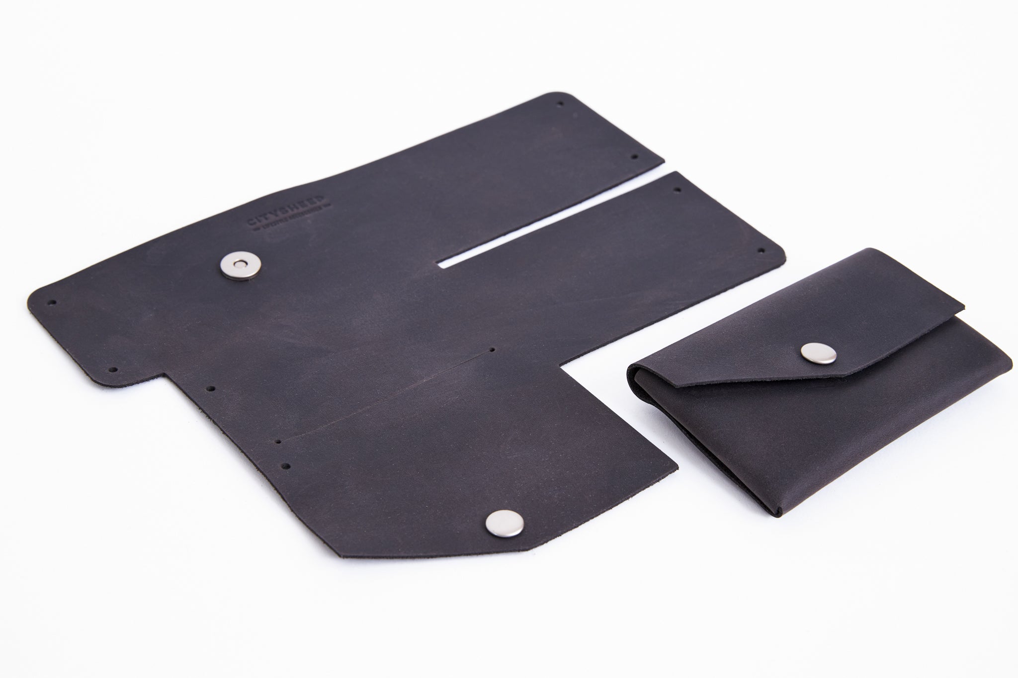 Stitchless foldable small wallet for cards, coins, bills, grey leather color