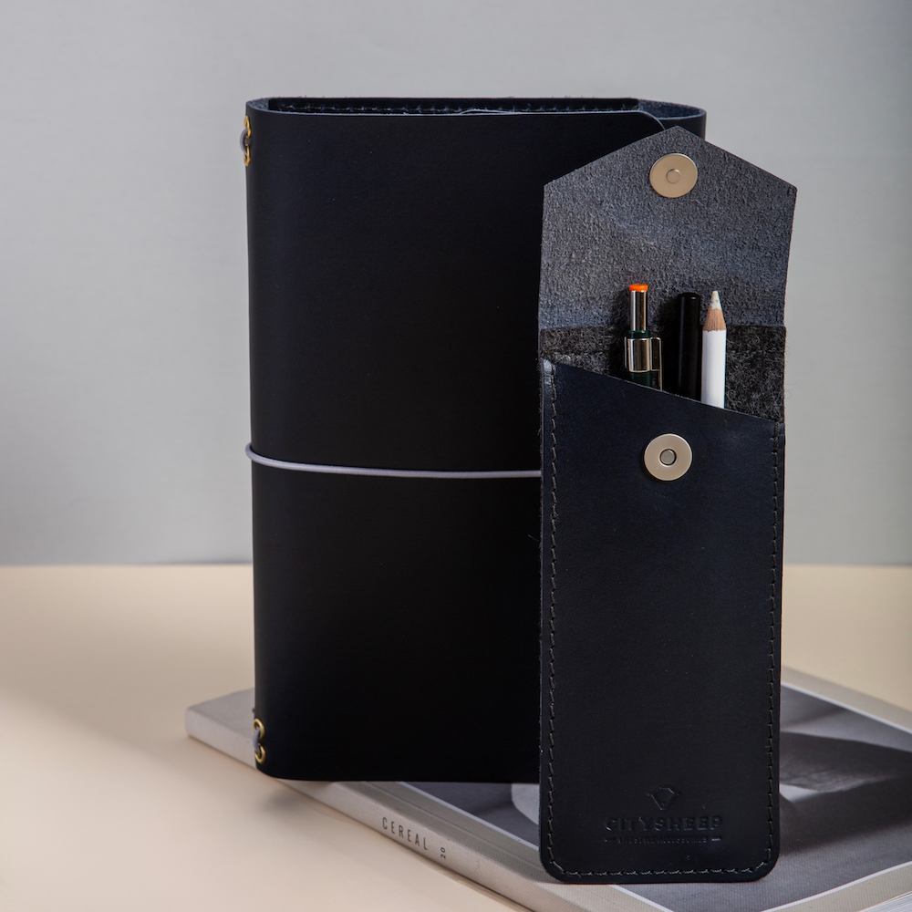 fountain pen, pencil, pen case leather