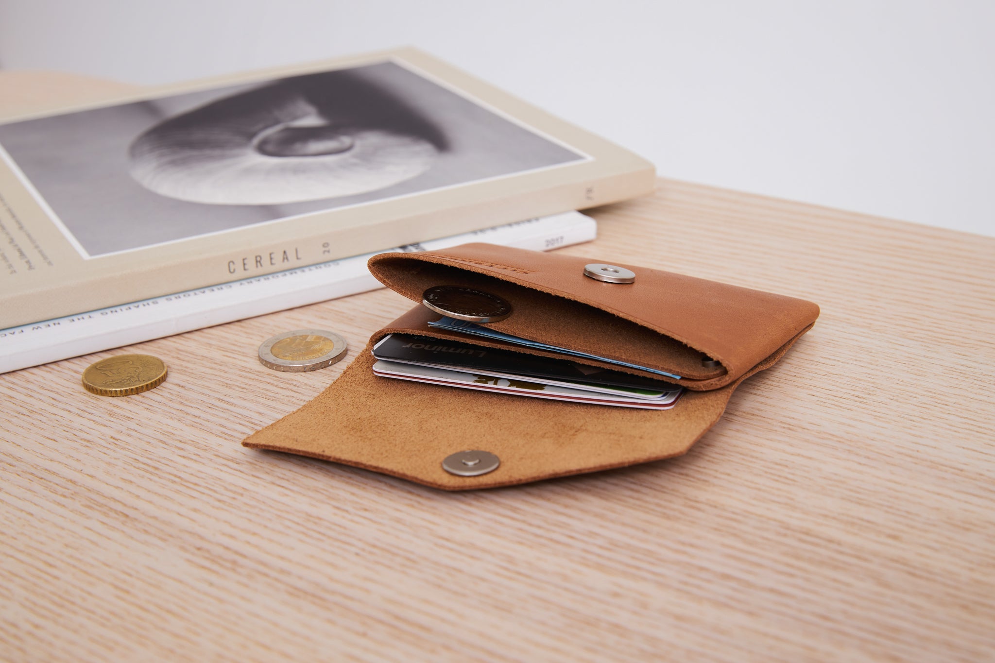 Mini wallet, made from Luxury Italian Vegetable tanned leather