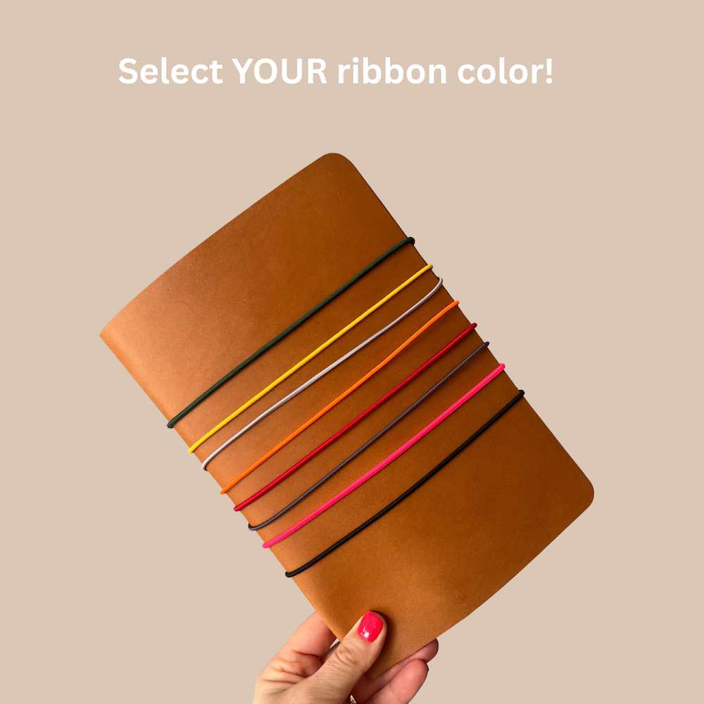 full grain leather with colorfull elastic ribbons
