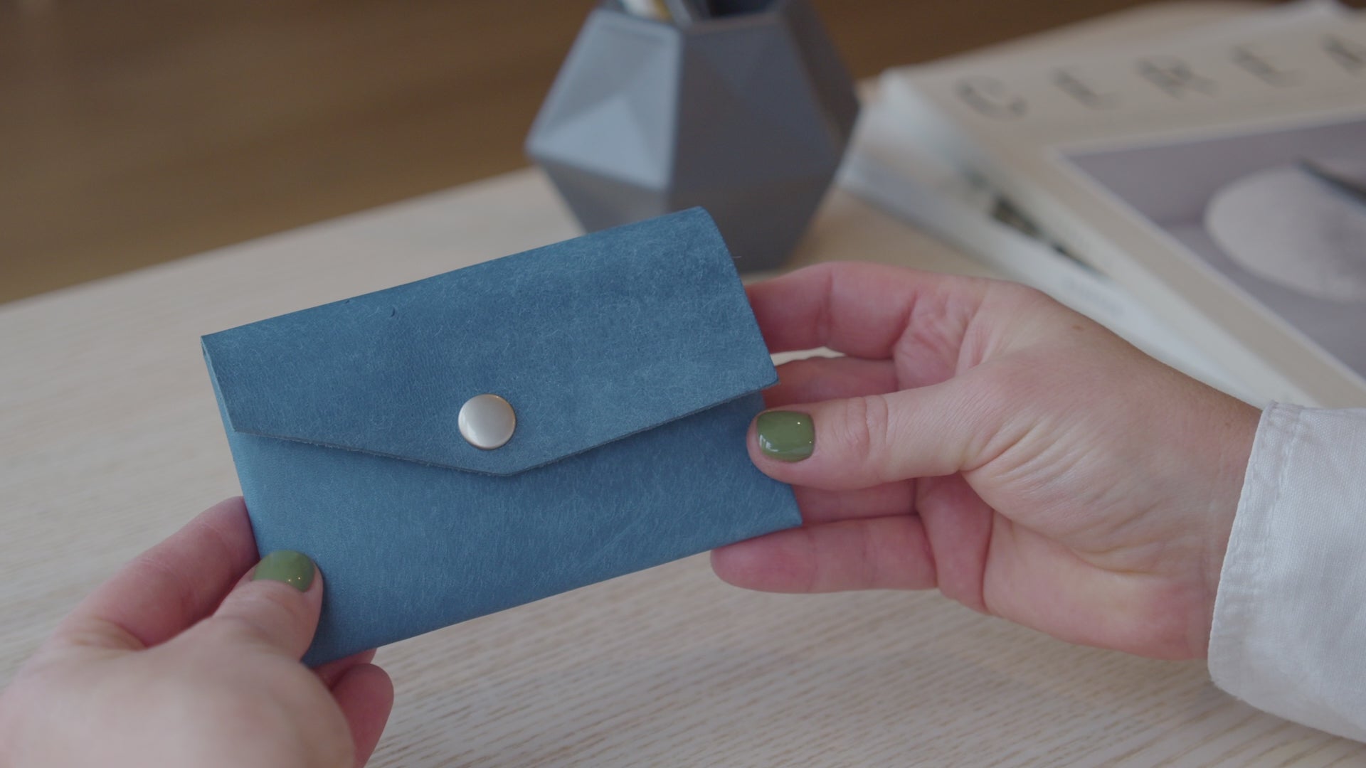 Mini leather wallet made from full grain leather