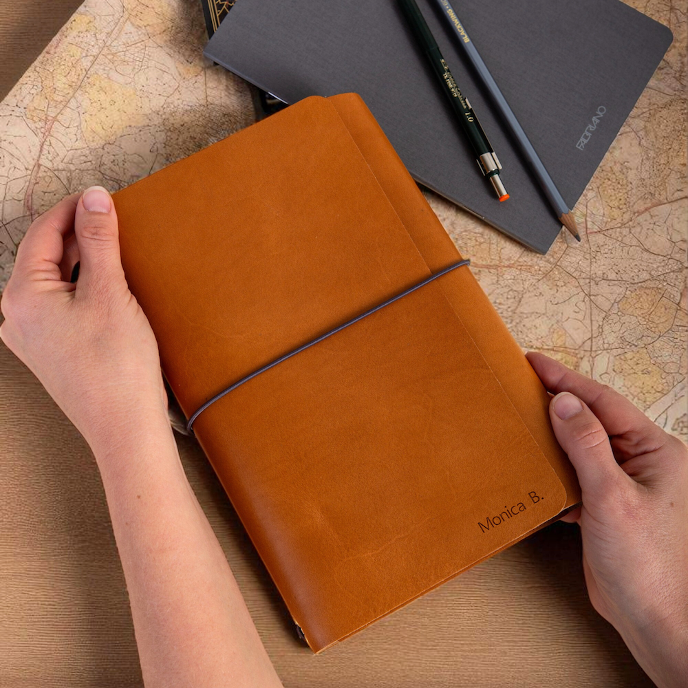 Personalized leather journal cover