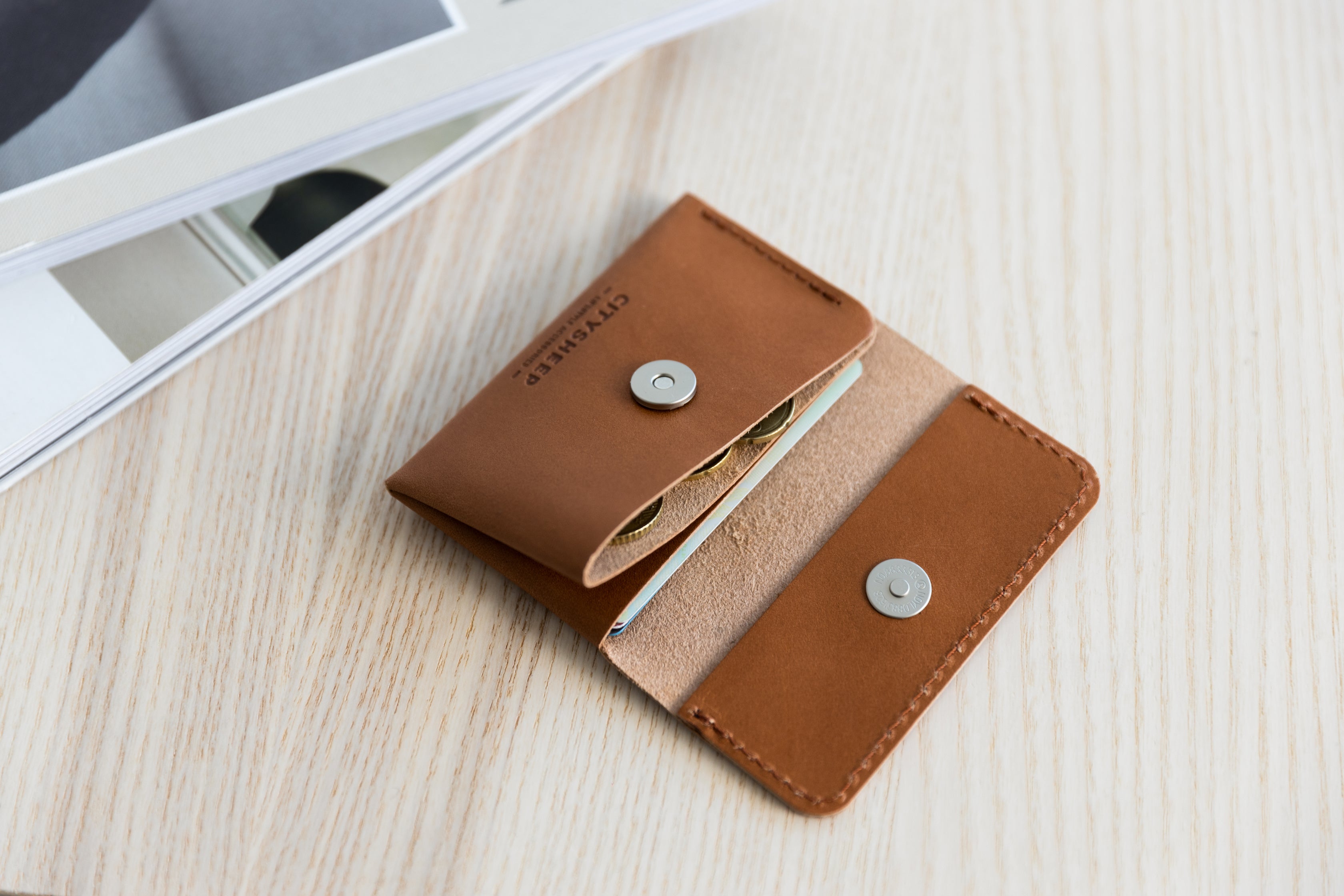 Mini leather wallet hand crafted