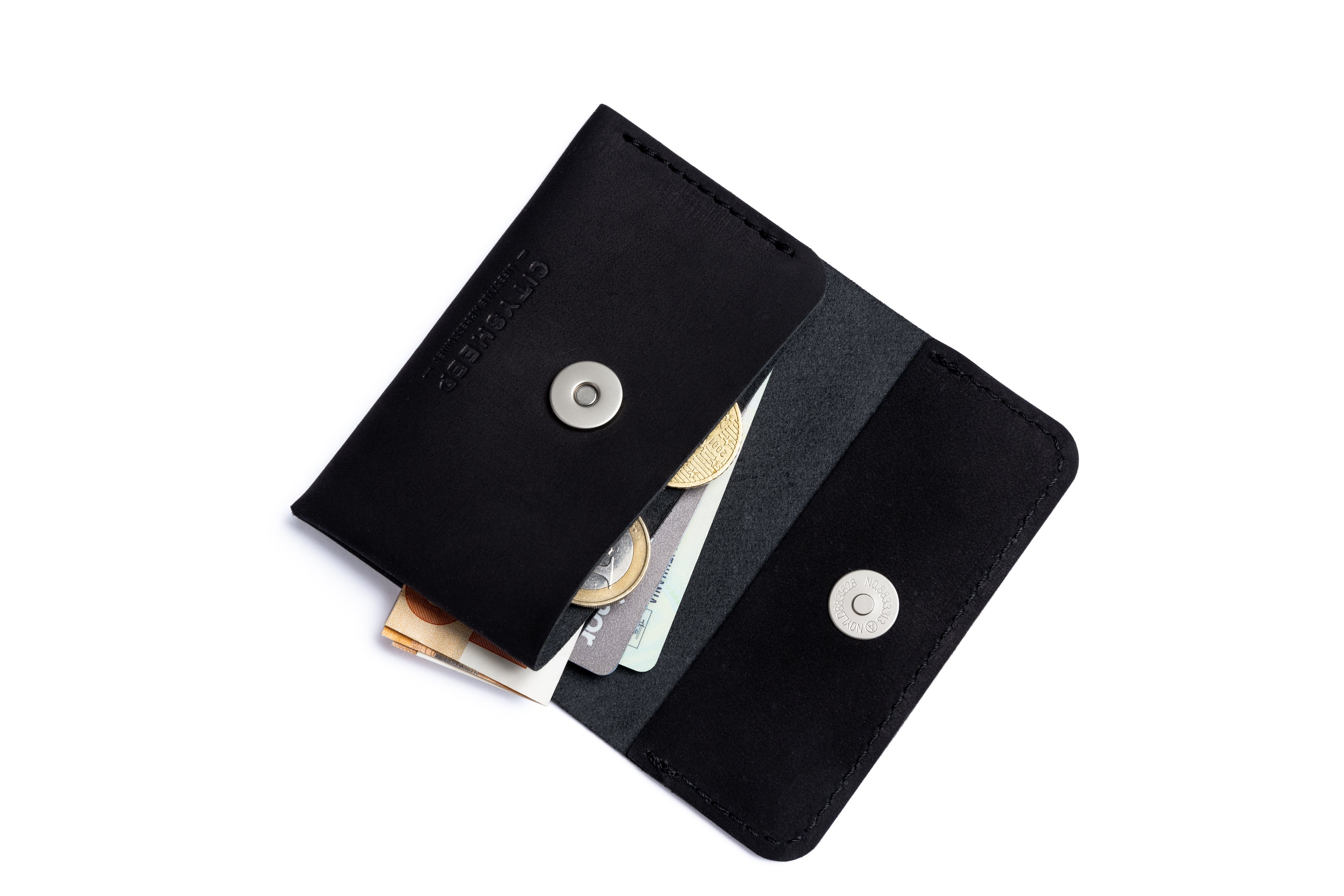 Compact card wallet with coin pocket