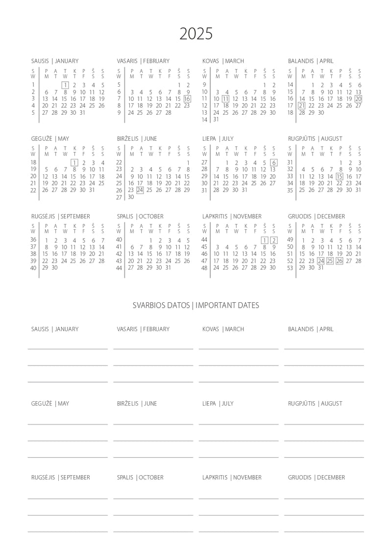 Darbo kalendorius 2023 - 2024 - 2025 - 2026 metams