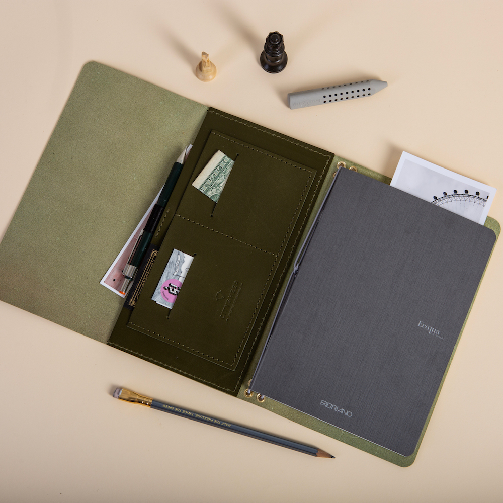 Natūralios odos užrašinė CARRY ALL/ Žalia