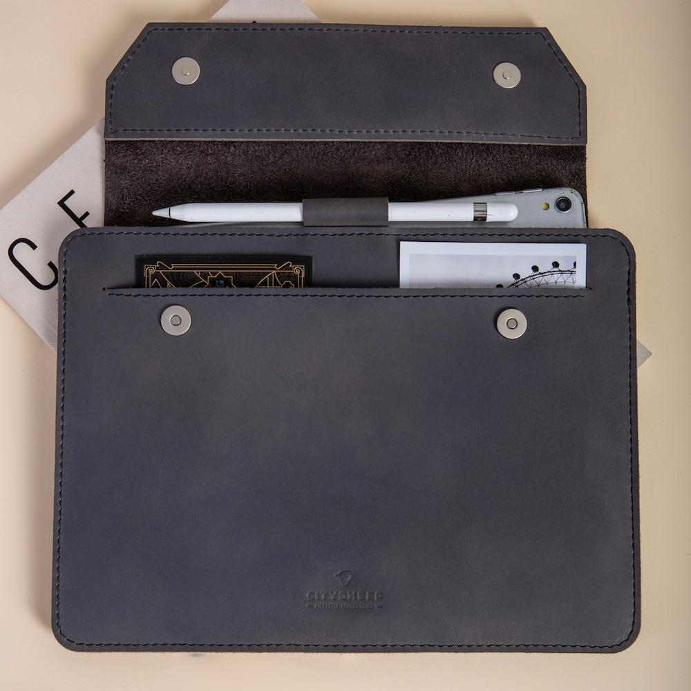 Natūralios odos iPad dėklas KEEP IT SNUG Xtra/ Pilkas