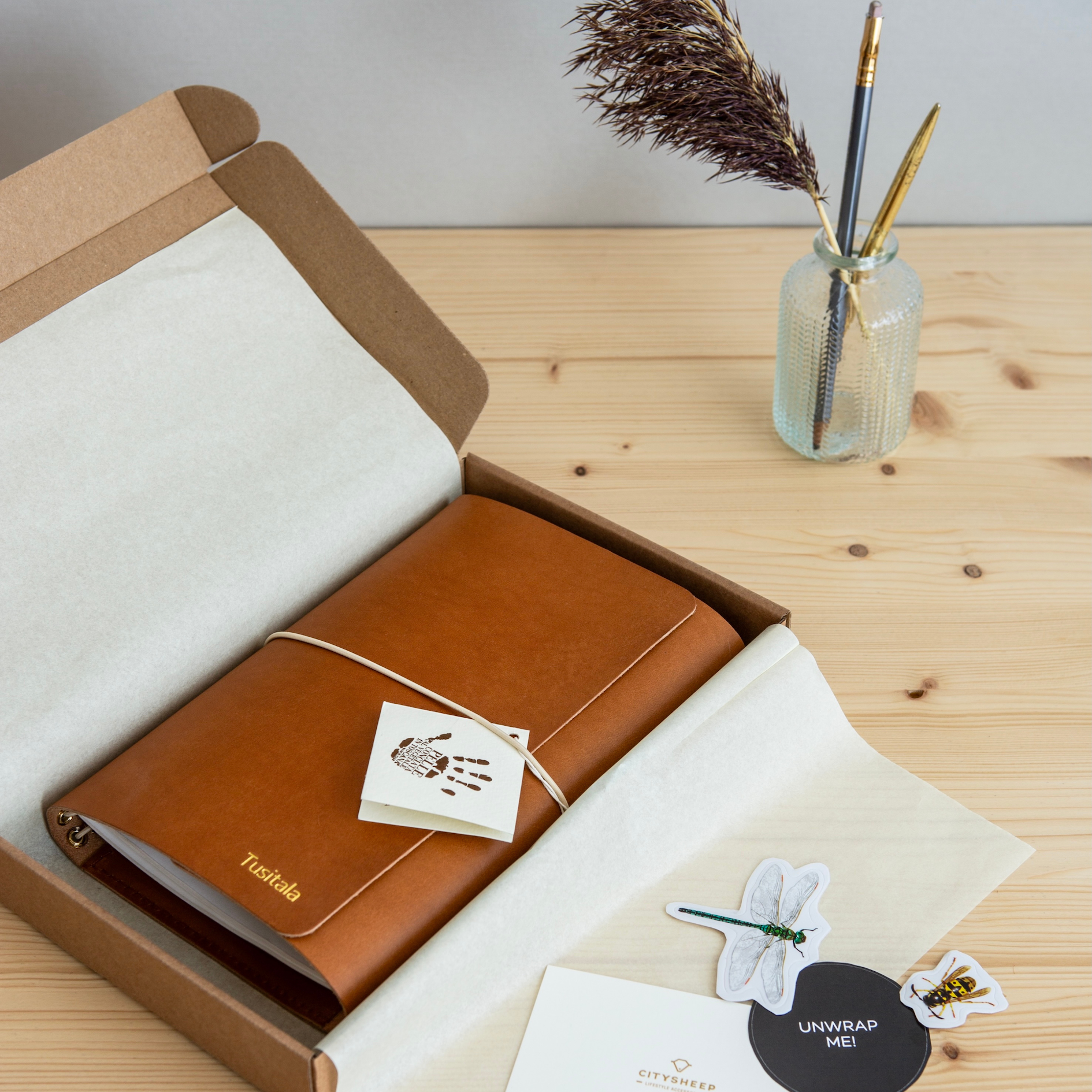 Trijų dalių odinė užrašų knygelė CARRY ALL/ Tamsiai mėlyna