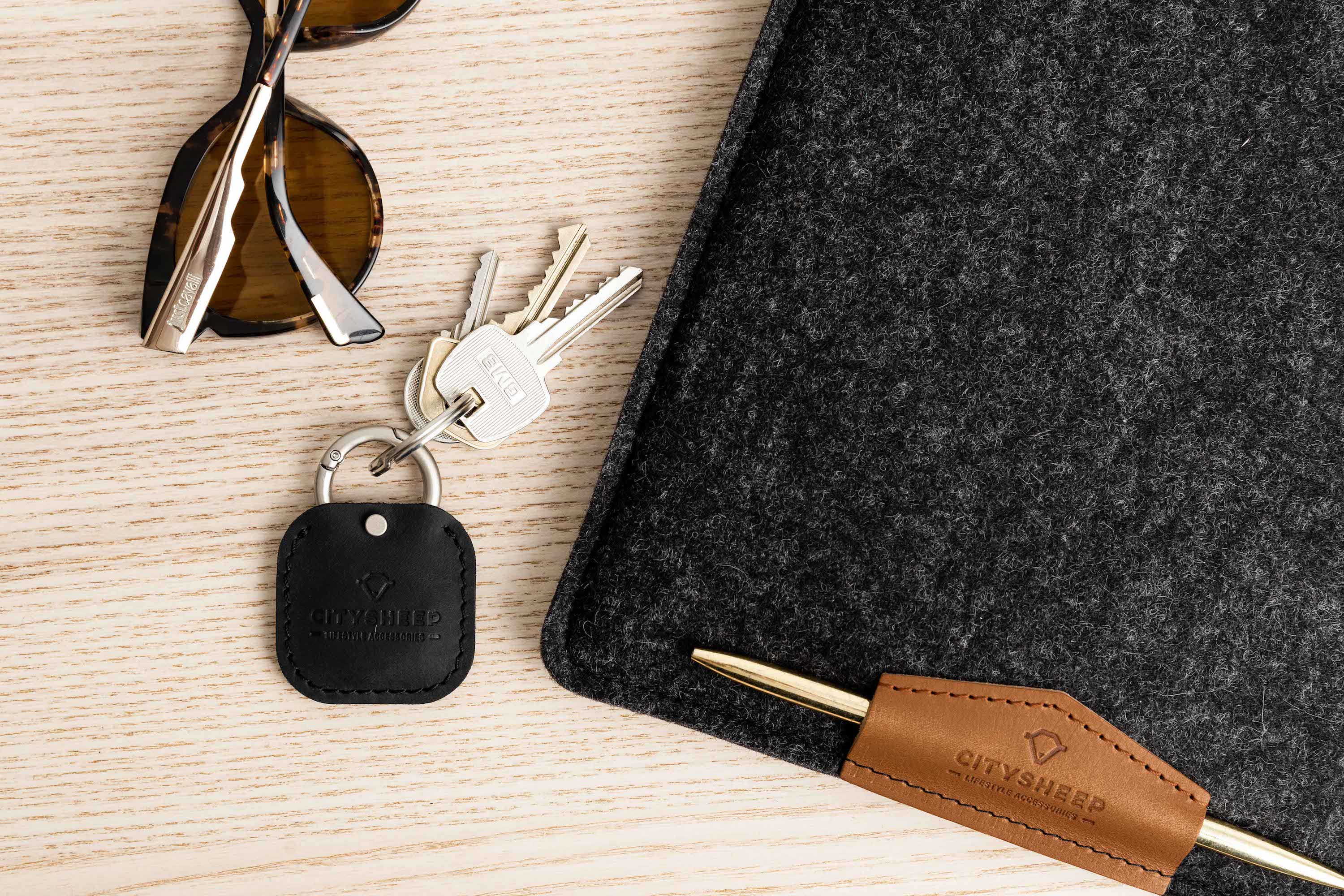 Leather AirTag keychain