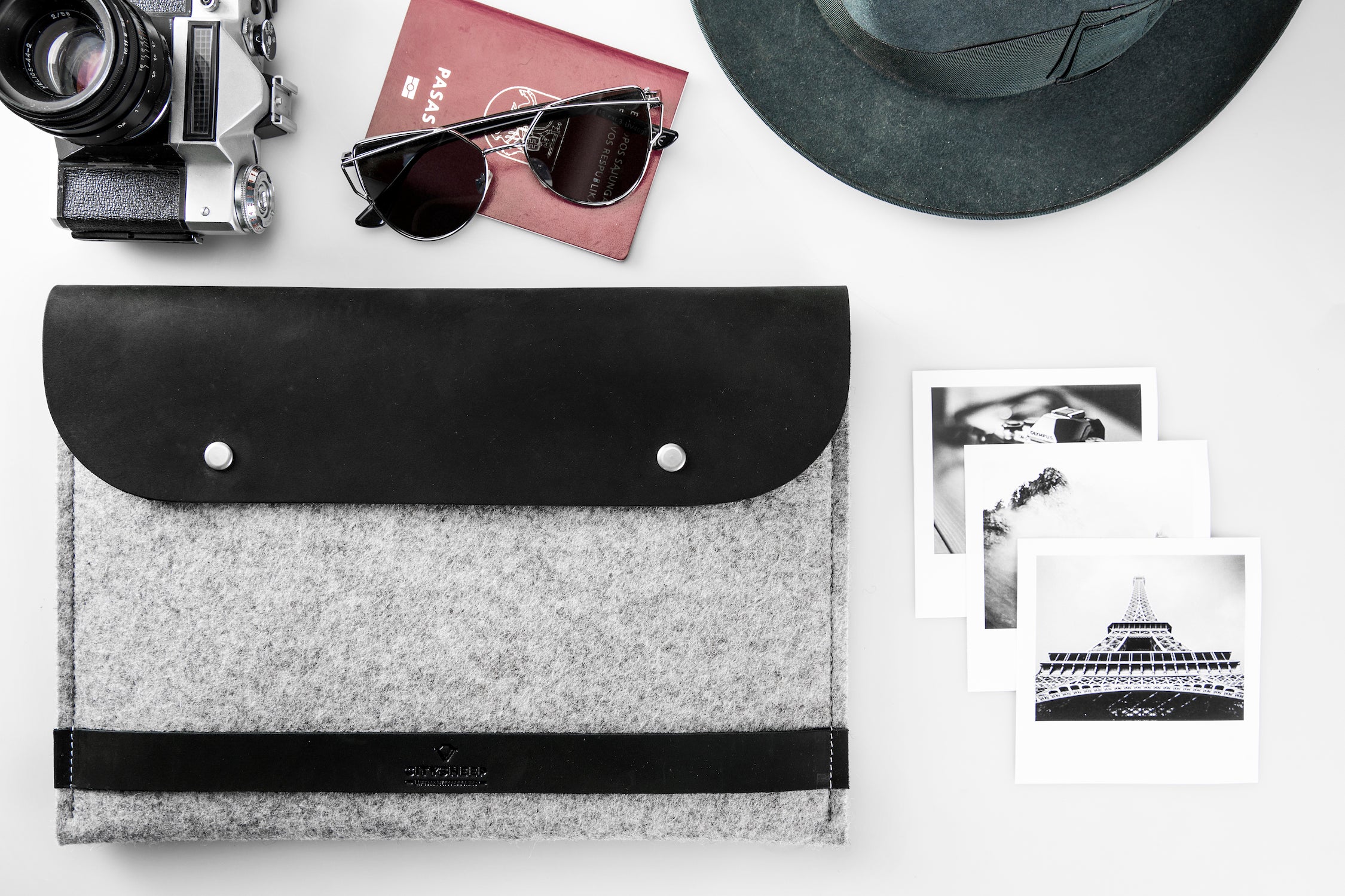 Handcrafted wool felt and full grain leather MacBook case