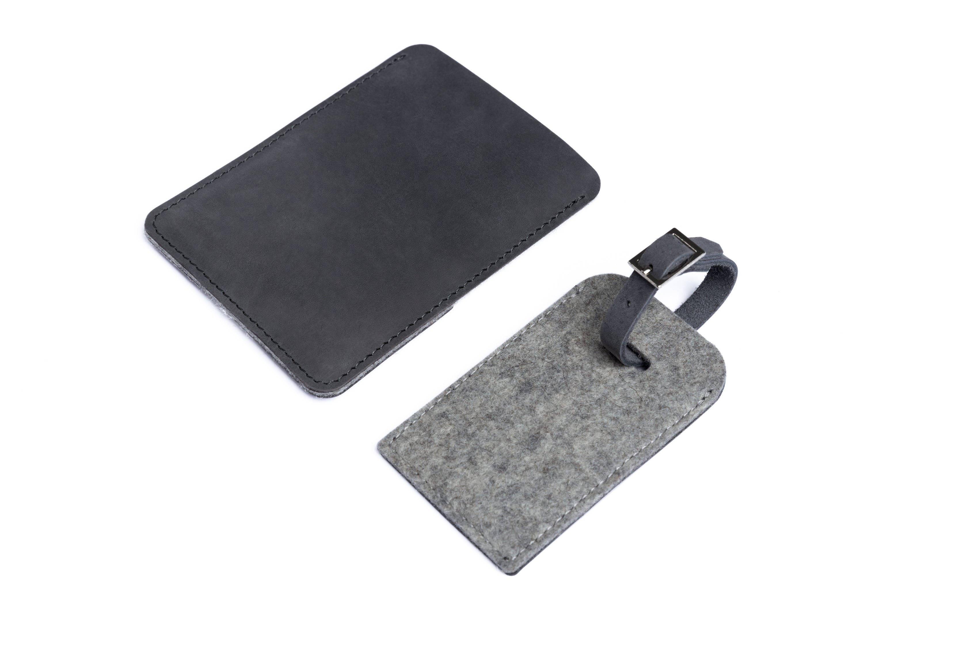slim leather passport holder with luggage tag