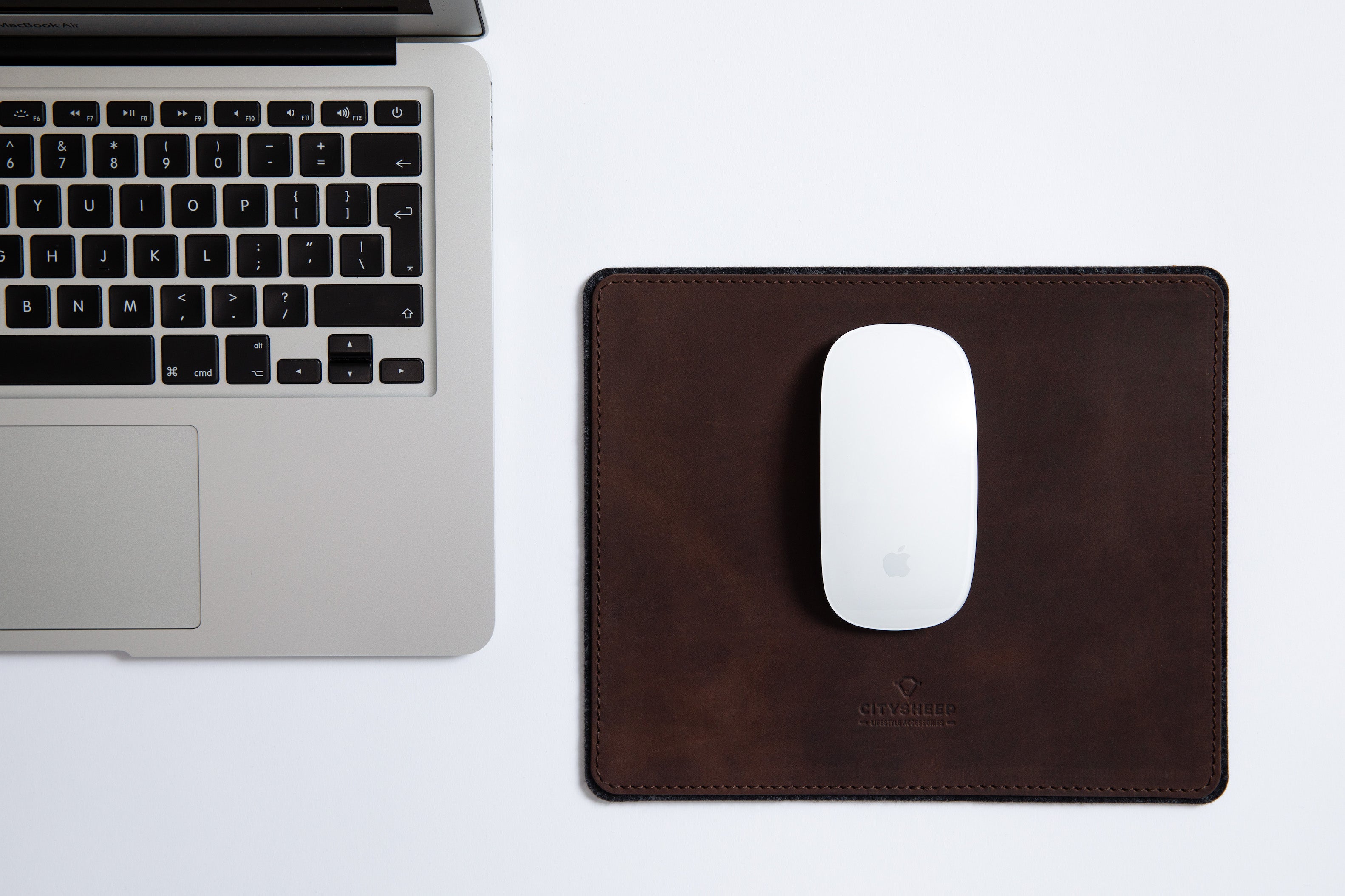 brown leather mouse pad combined with wool felt